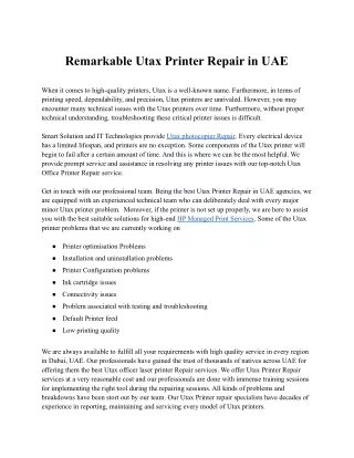 Remarkable Utax Printer Repair in UAE