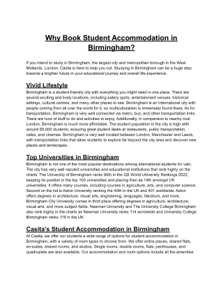 Why Book Student Accommodation in Birmingham?