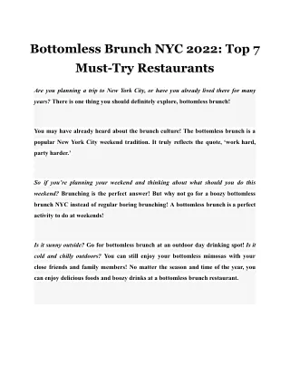 Bottomless Brunch NYC 2022: Top 7 Must-Try Restaurants