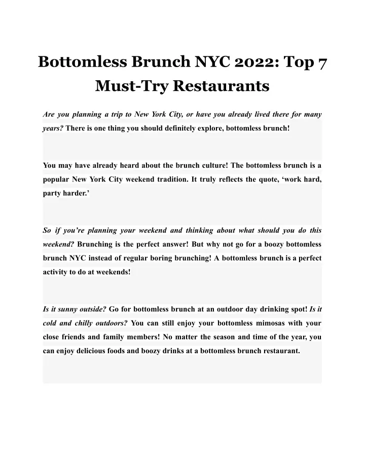 bottomless brunch nyc 2022 top 7 must