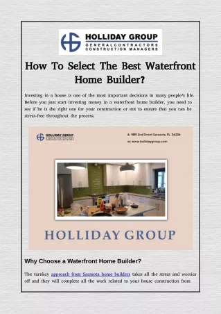 How To Select The Best Waterfront Home Builder?