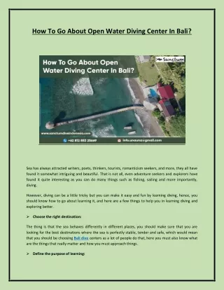 how to go about open water diving center in bali