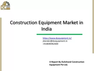Construction Equipment Market In India