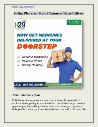 Online Pharmacy Store | Pharmacy Home Delivery - Health 29