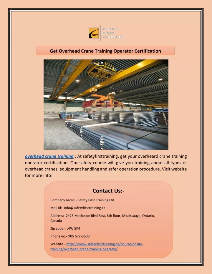 get overhead crane training operator certification