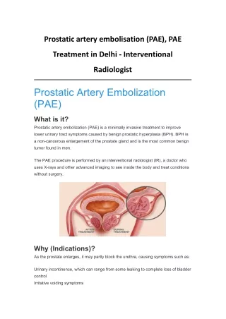 PAE Treatment in Delhi - Interventional Radiologist