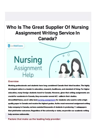 Nursing Assignment Help Writing Service by PhD Writers