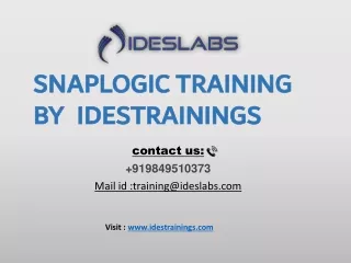 snaplogic training by idestrainings contact