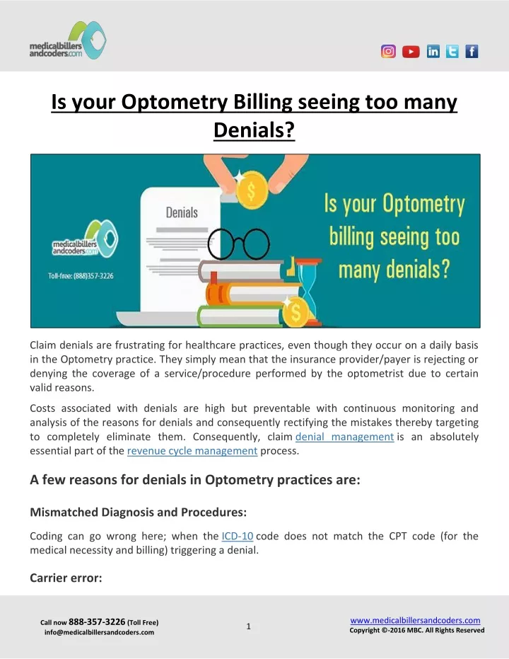 is your optometry billing seeing too many denials