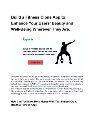 build a fitness clone app to enhance your users