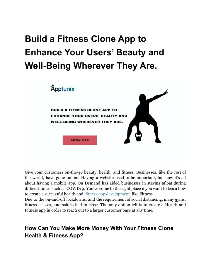 build a fitness clone app to enhance your users