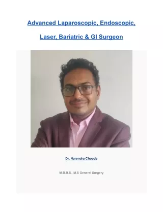 Best Laparoscopic Surgeons in Undri, Pune | Dr. Narendra Chopde