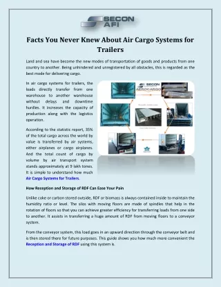 Facts You Never Knew About Air Cargo Systems for Trailers