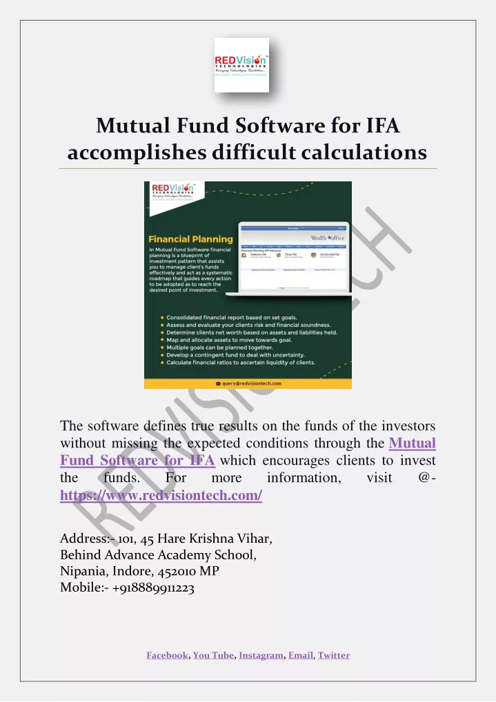 mutual fund software for ifa accomplishes