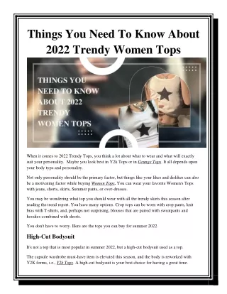 Things You Need To Know About 2022 Trendy Women Tops