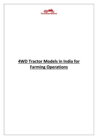4wd tractor models in india for farming operations