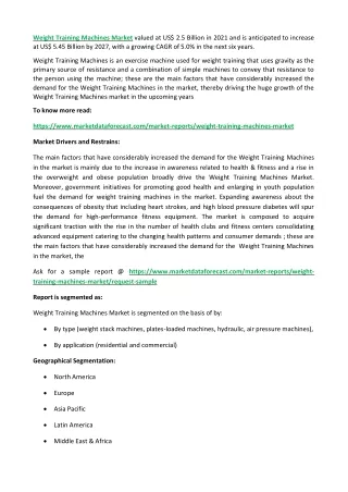 weight training machines market valued