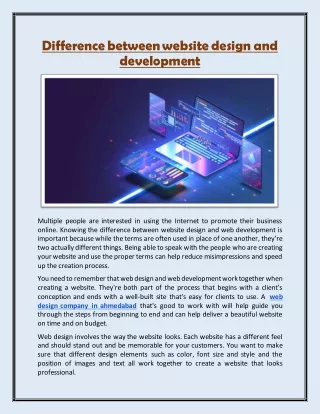 difference between website design and development