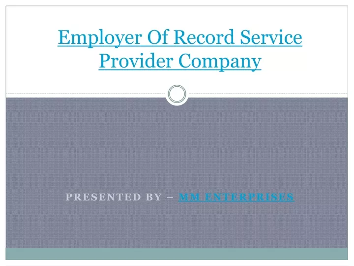 employer of record service provider company