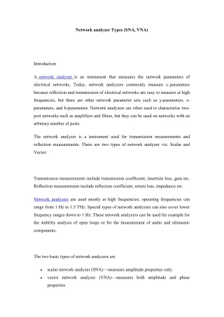 network analyzer types sna vna