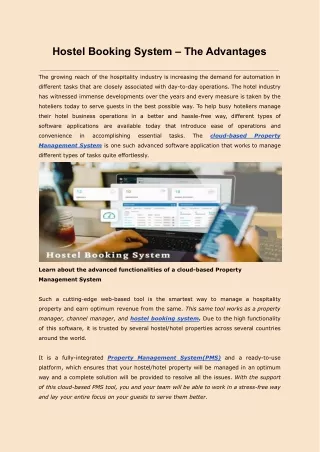 hostel booking system the advantages