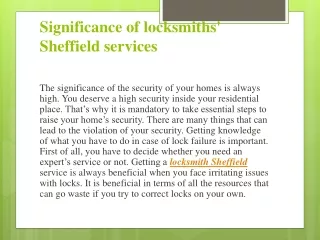 Benefits of Locksmith Sheffield