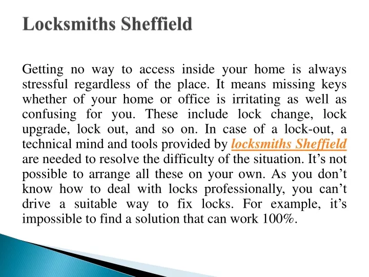 locksmiths sheffield