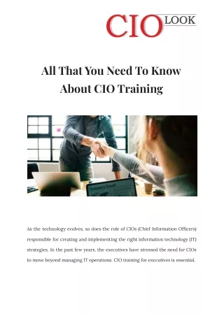 all that you need to know about cio training