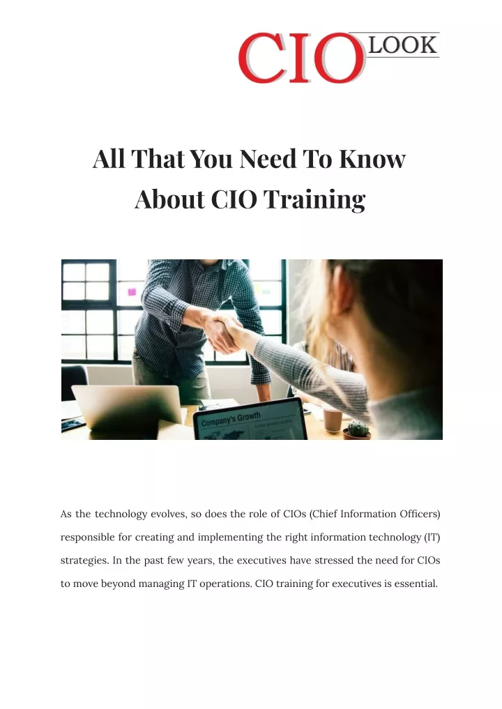 all that you need to know about cio training