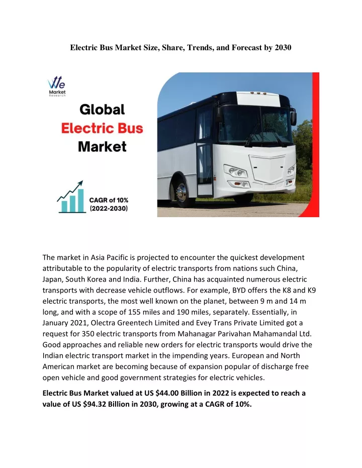 PPT - Electric Bus Market Size, Share, Trends, And Forecast By 2030 ...