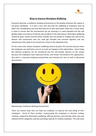 Ways to Improve Workplace Wellbeing