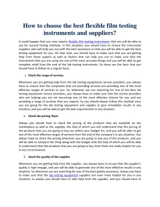 How to choose the best flexible film testing instruments and suppliers?