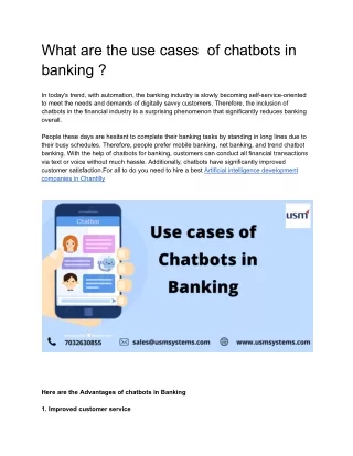 what are the use cases of chatbots in banking