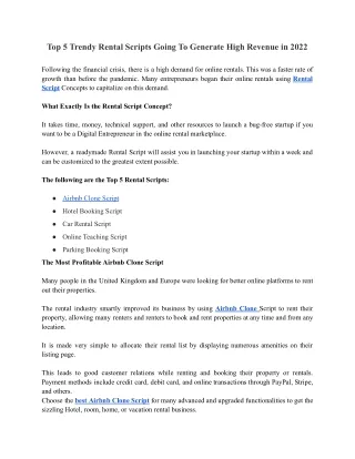 top 5 trendy rental scripts going to generate