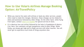 How to Use Volaris Airlines Manage Booking Option