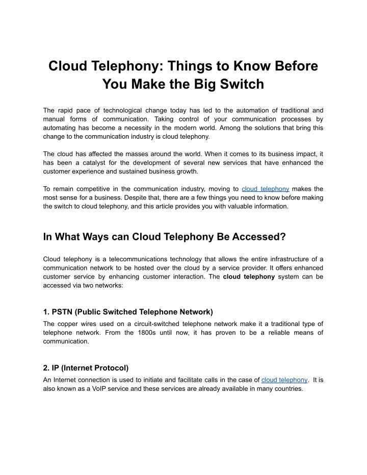 cloud telephony things to know before you make