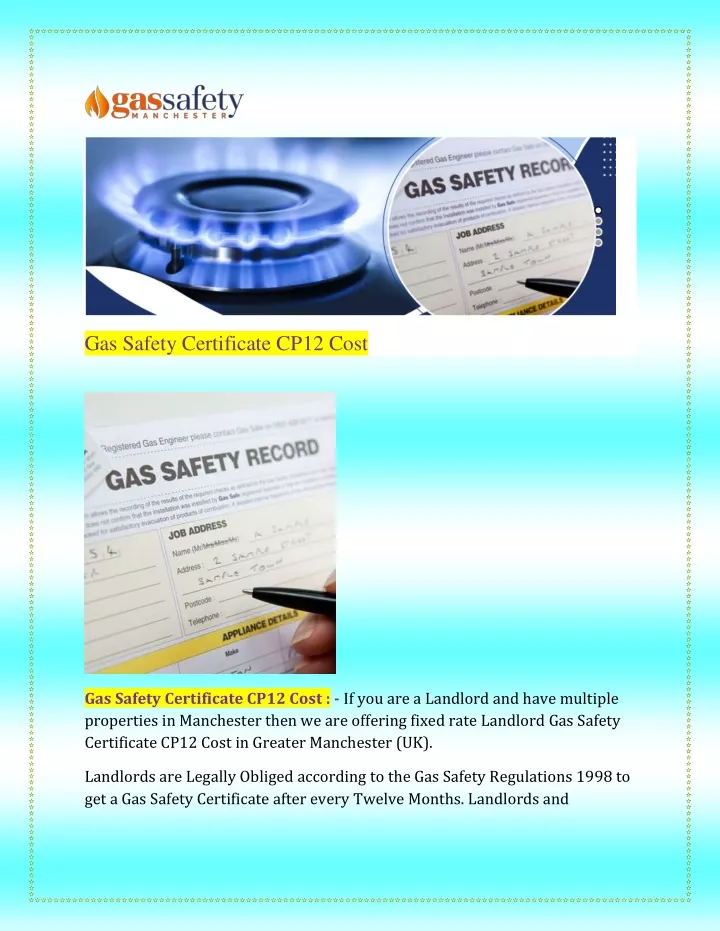 gas safety certificate cp12 cost