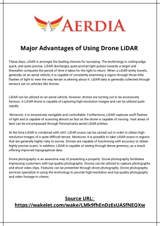 Major Advantages of Using Drone LiDAR