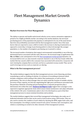 Fleet Management Market Growth Dynamics