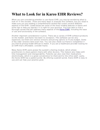 what to look for in kareo ehr reviews