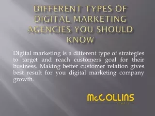 Different types of Digital Marketing Agencies you should know