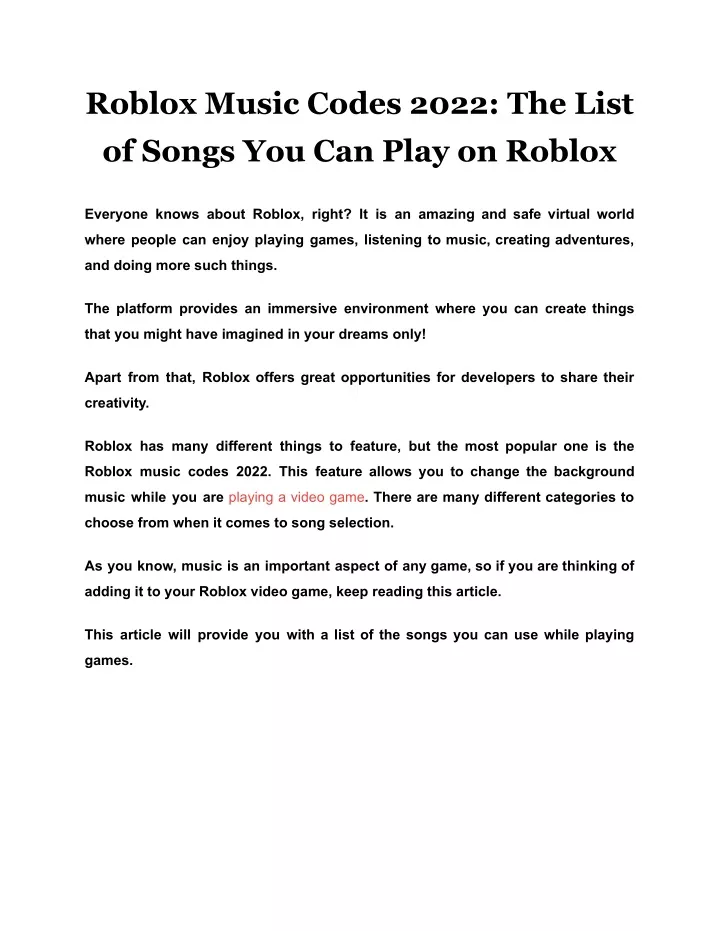 roblox music codes 2022 the list of songs