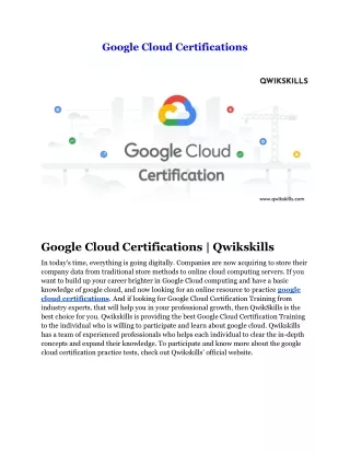 Google Cloud Certifications | Qwikskills