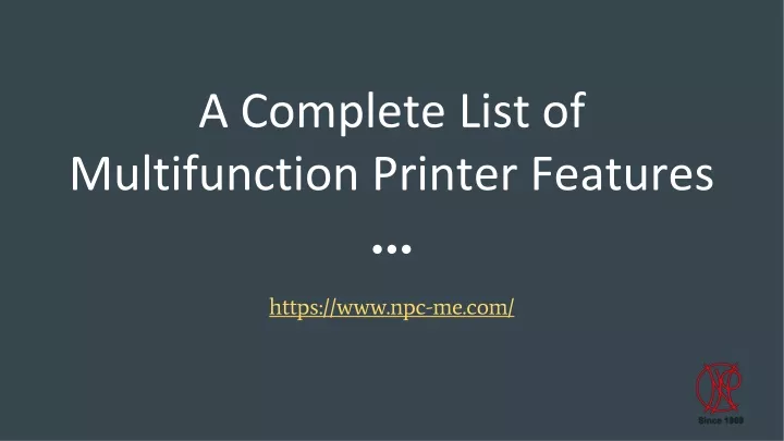 a complete list of multifunction printer features