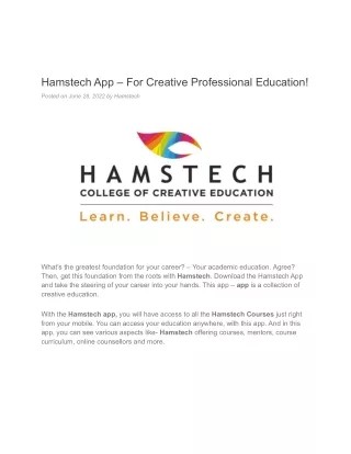 Hamstech App – For Creative Professional Education