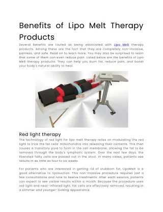 Benefits of Lipo Melt Therapy Products