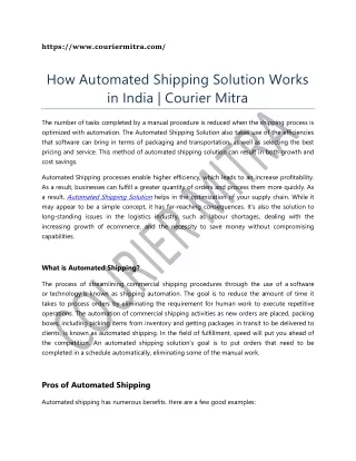 How Automated Shipping Solution Works in India