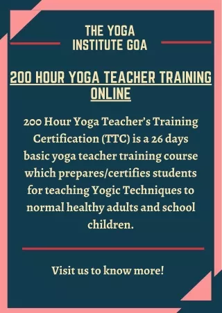 200 hour yoga Teacher training online