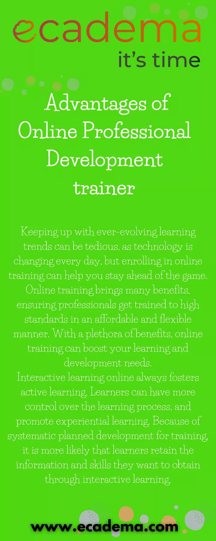 advantages of online professional development