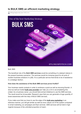 Is BULK SMS an efficient marketing strategy ?